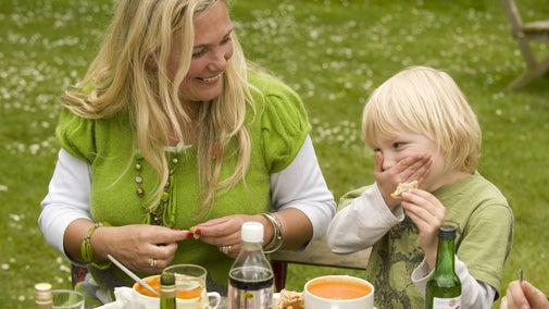 Family enjoying lunch outdoors